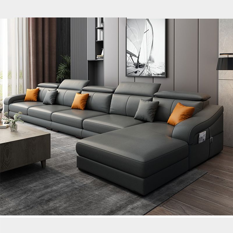 Modern Fabric Sectional Sofa 33.46"High Sloped Arms Sectionals with Storage, Grey