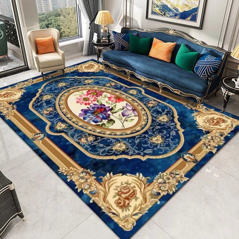 Classical European Rug Medallion Print Carpet Polyester Stain Resistant Rug for Home Decor