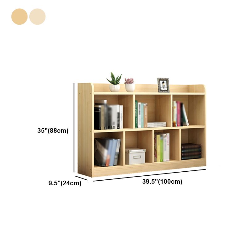 Closed Back Bookshelf Solid Wood Contemporary Style Natural Bookcase for Office