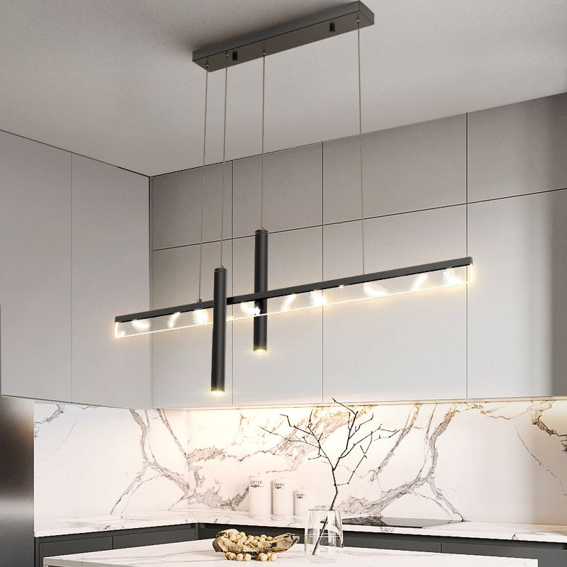 Contemporary Style Linear Island Lighting Metal 3 Light Island Light Fixtures