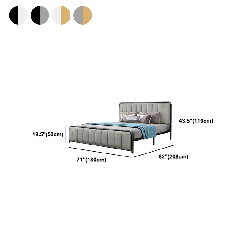 Iron Frame Standard Bed with Rectangular Panel Headboard and Metal Legs