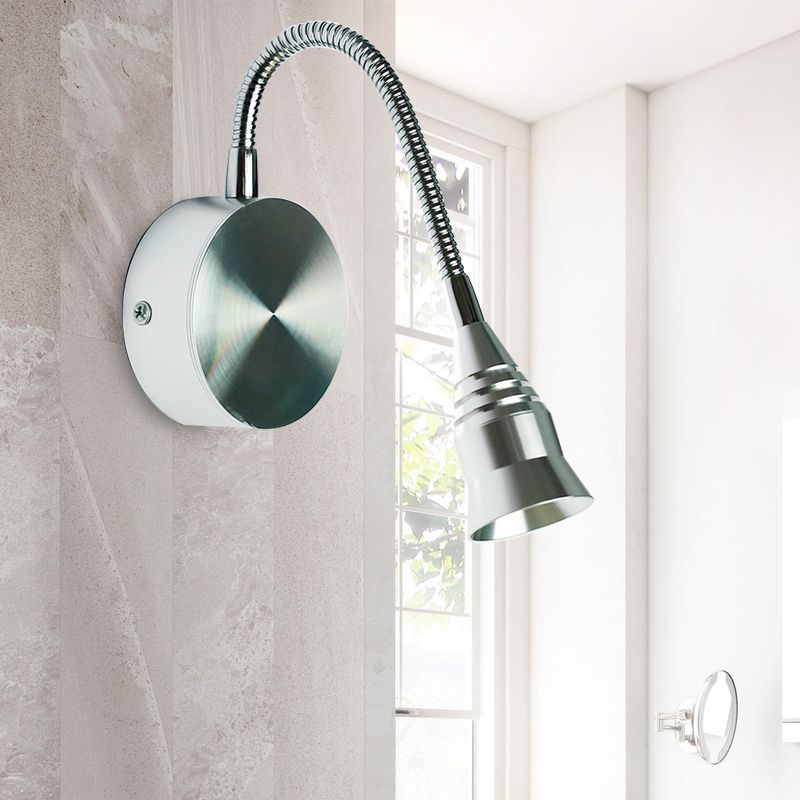 Modernisme LED SCONCE -lamp met metalen schaduw Chrome Bell Wandlamp in warme/witte verlichting
