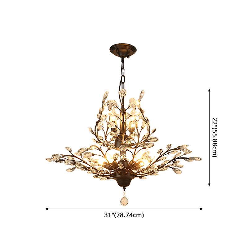 2-TIERS BRANCHES CRISTAL PENDANT LIGHT VINTAGE STYLE RUSTIQUE Grand lustre pour salle à manger