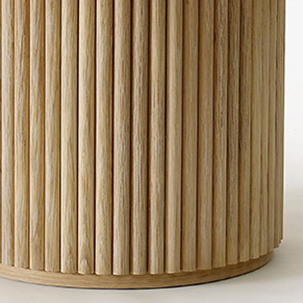 Modern Solid Wood and Stone Round Dining Table with Pedestal