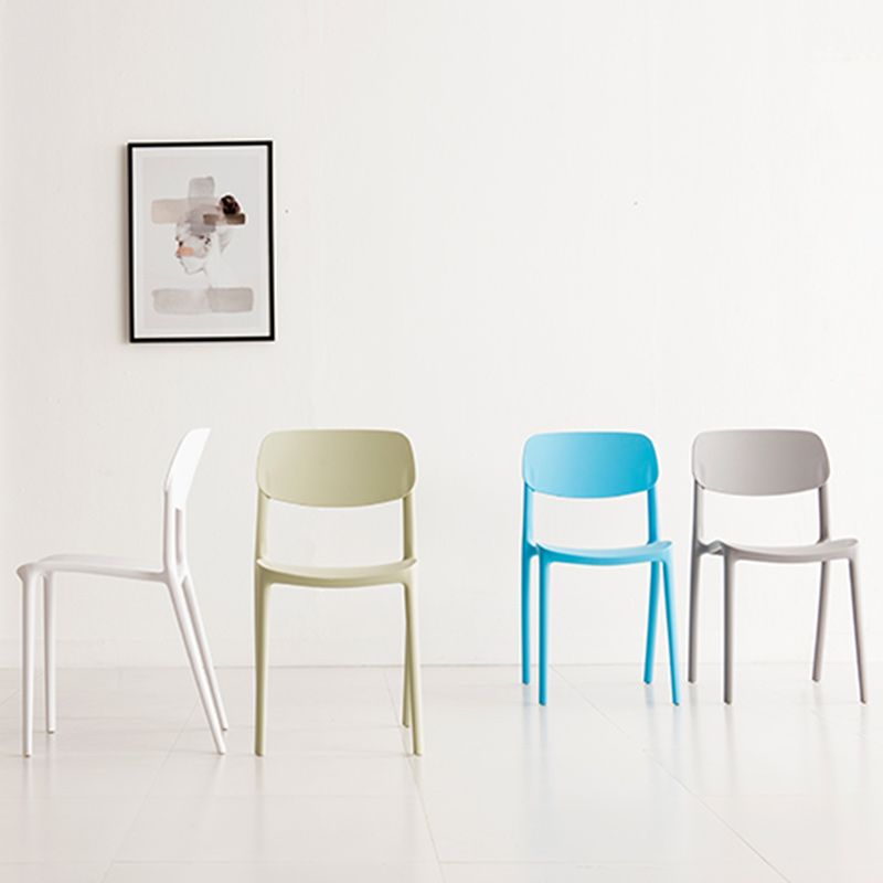 Glam Style Dining Room Chair Plastic Open Back Chair for Indoor