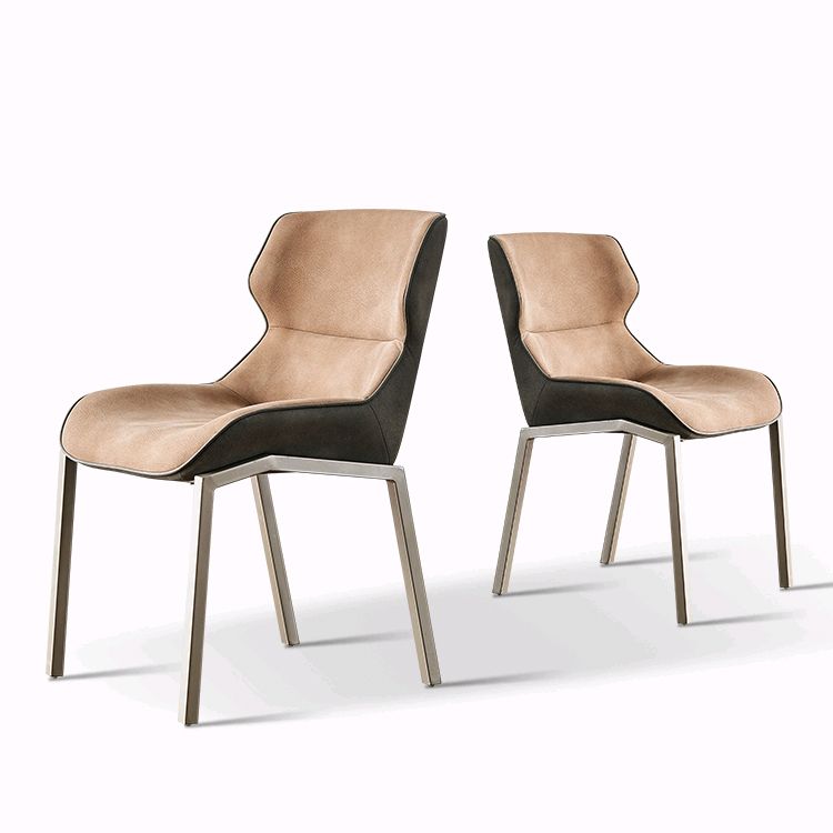 Chaise de salle à manger rembourrée nordique, chaise Parsons à oreilles de 32 pouces de hauteur avec base en métal pour restaurant