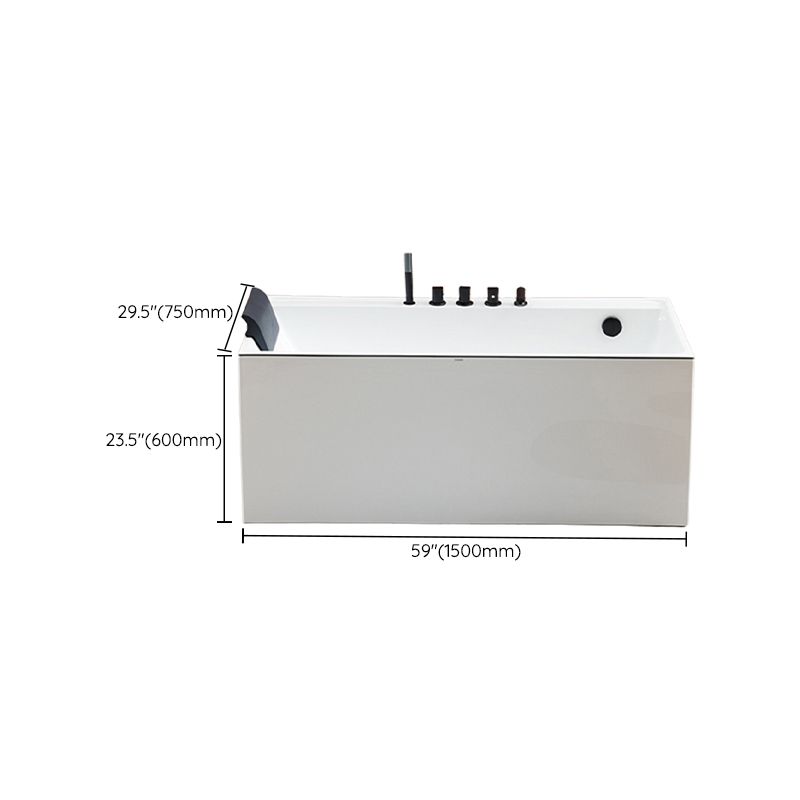 Rectangle Modern White Acrylic Bathtub Back to Wall with Drain Bath Tub