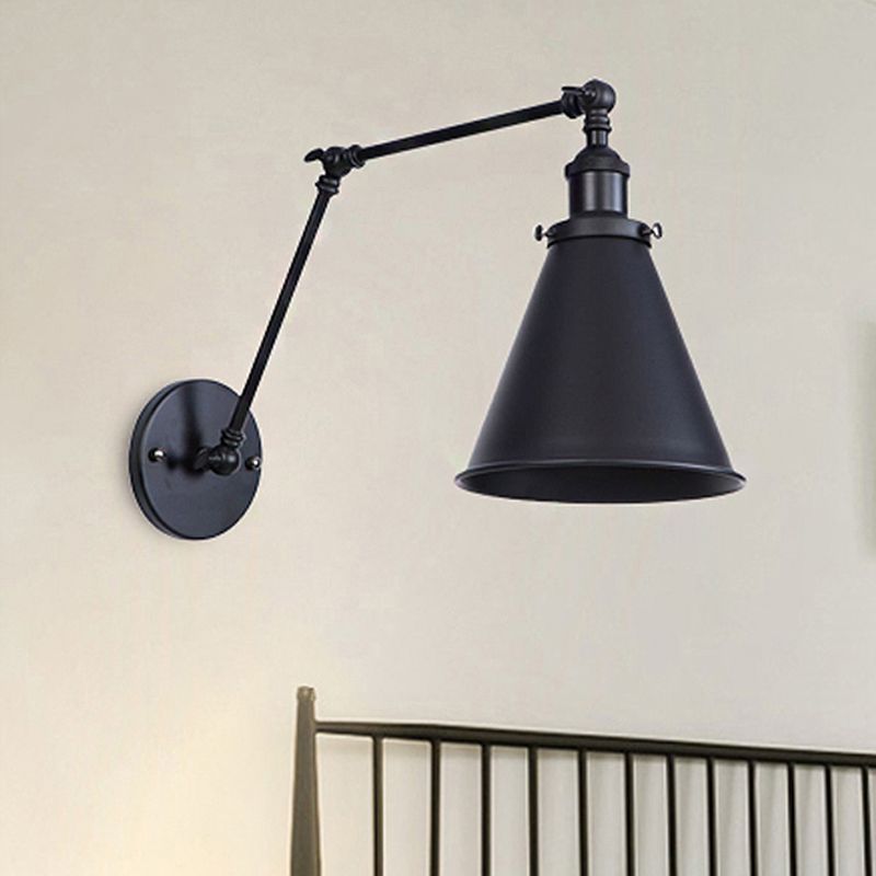 2 packs Sconce en métal effilé Light Industrial Style 1 Corridor de tête Lumière murale avec bras swing en noir