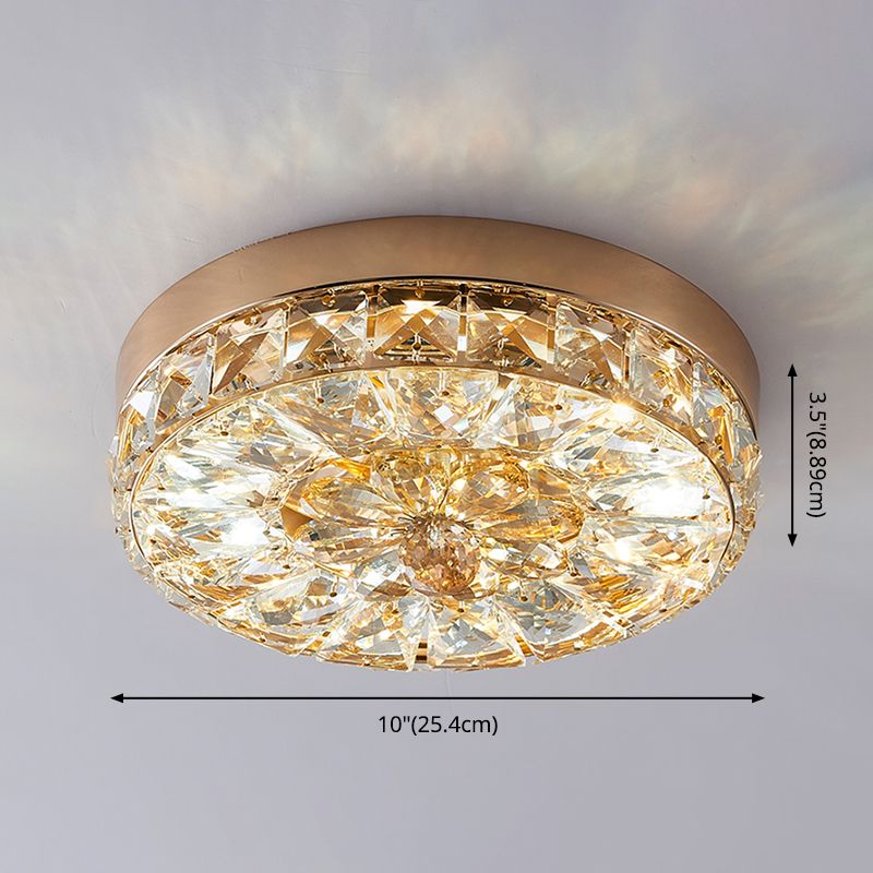 Contemporary K9 Crystal Flush Mount 1-Light Cylinder Flush Ceiling Light for Hallway