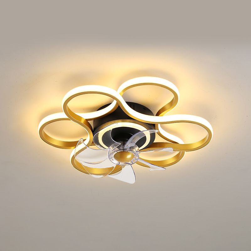 Minimalistische lineare Deckenventilator Leicht Metallic Schlafzimmer LED SEMI BUSCH MOUNTED LICHT