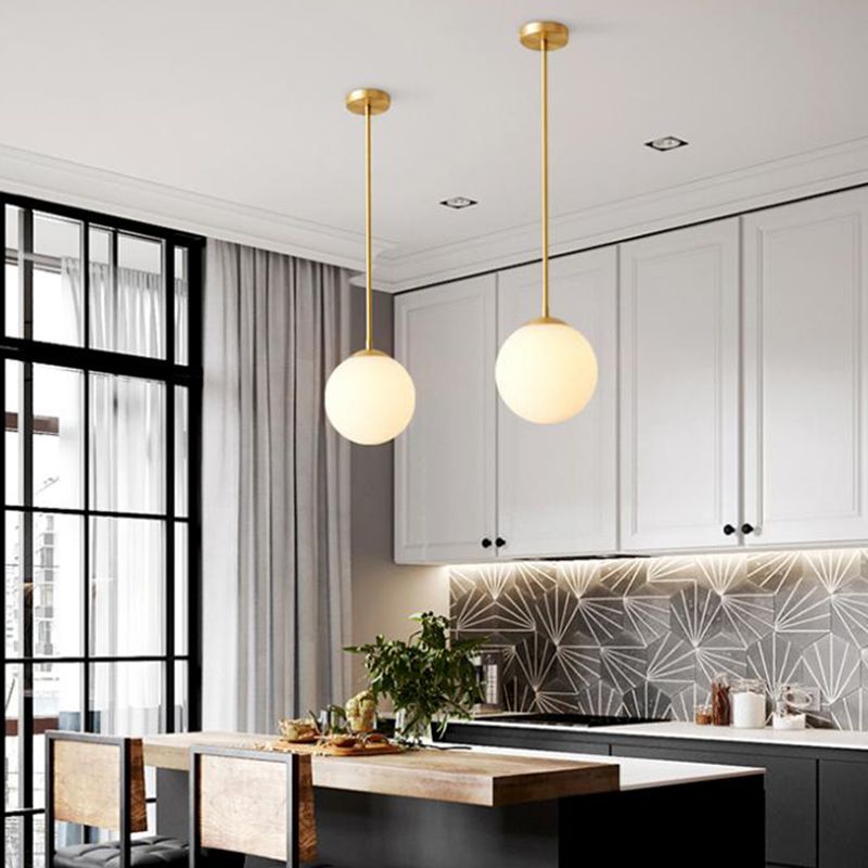 Globe Glass Pendant Light in Modern Creative Style Copper Single Hanging Lamp for Dining Room