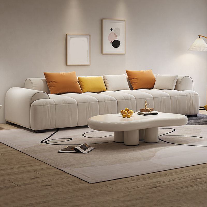 Scandinavian Fabric Stationary Sofa Recessed Arm Sofa with Pillows