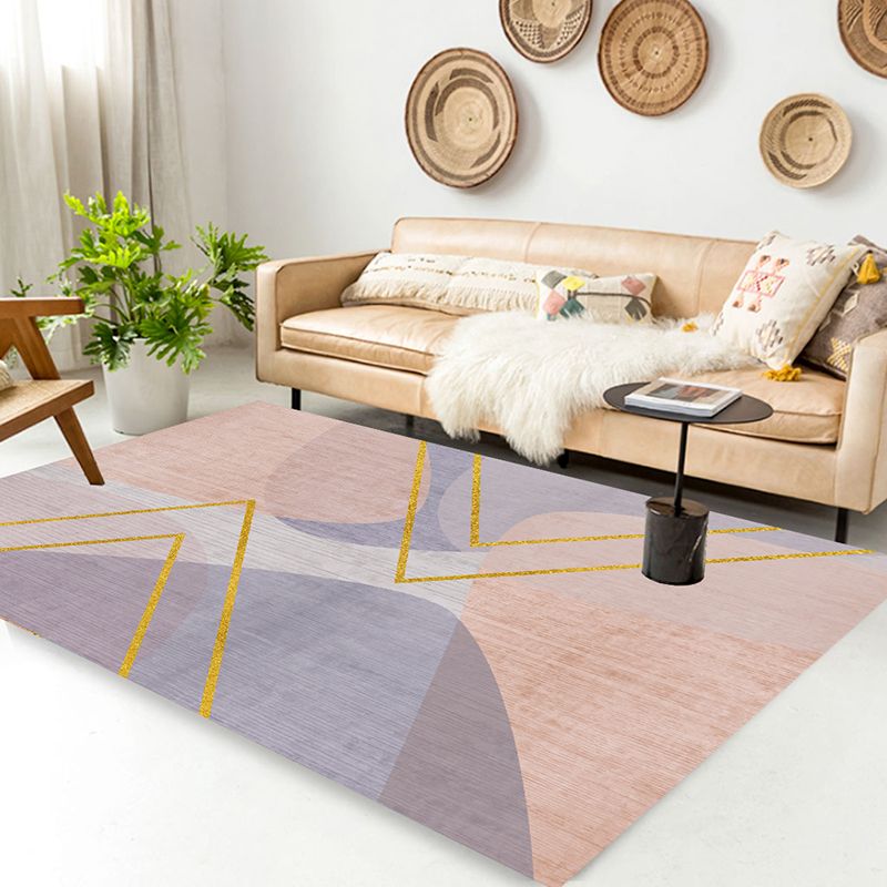 Nordic Area Carpet Contemporary Rug Washable Stain Resistant Polyester Rug for Home Decor
