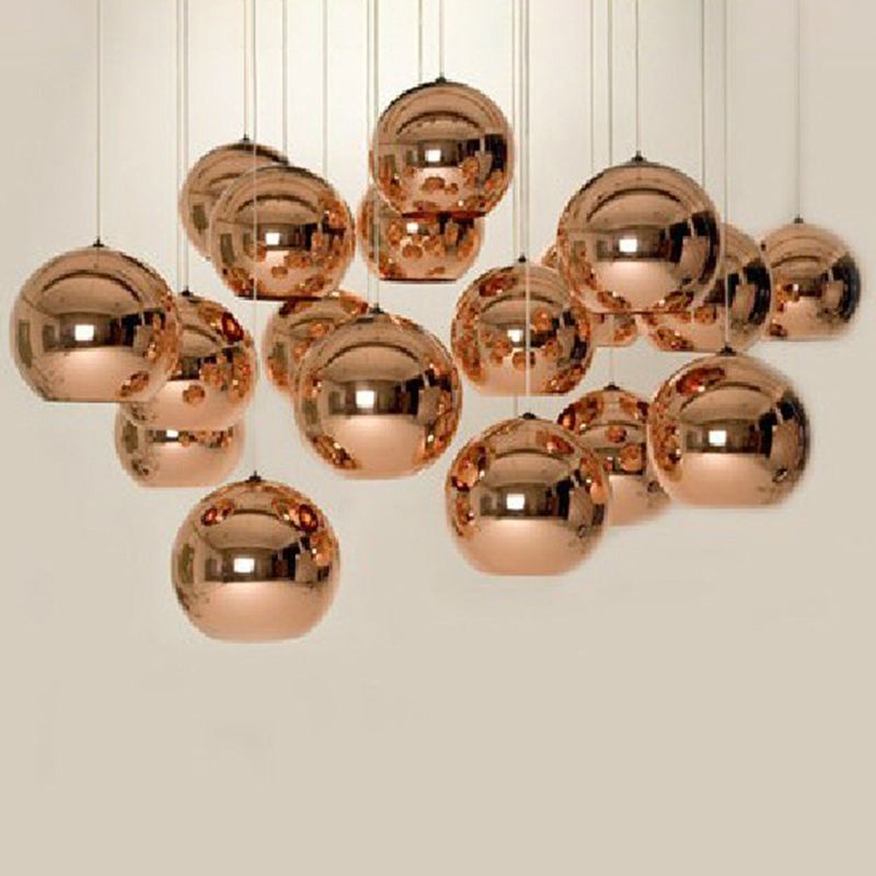 Electroplated Mirror Glass Globe Hanging Light Contemporary Minimalist 1-Light Lighting Fixture for Corridor Aisle