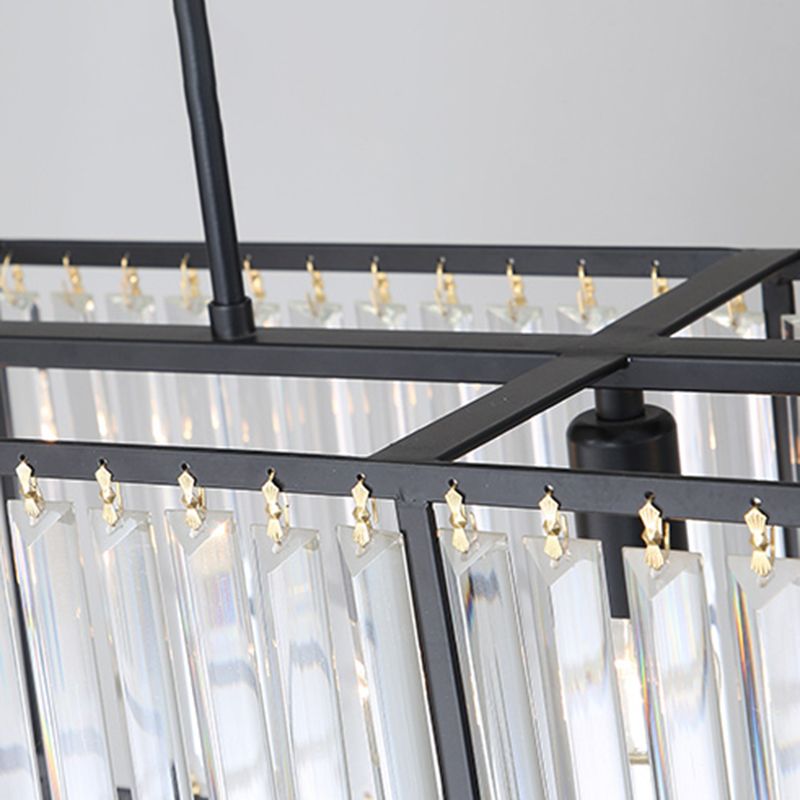 Modern Rectangle Shade Island Pendant Crystal Island Lights for Dinning Room