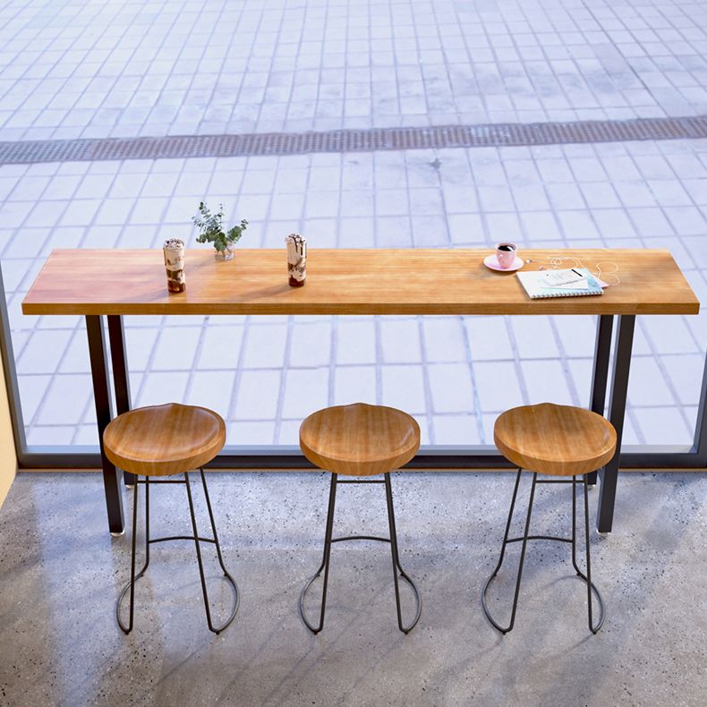 1/4/7 Pieces Industrial Iron Bar Table Set Rectangle Pine Wood Bistro Set with Footrest