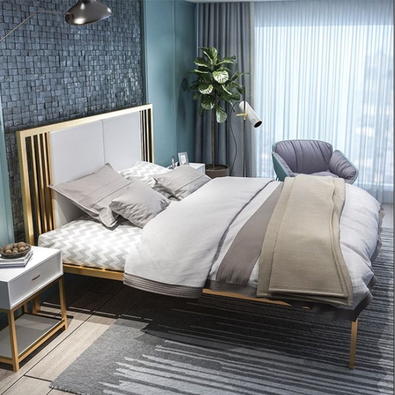 Metal Bed Frame Set Modern 79" L Wire-Grid Open-Frame Bed with Headboard