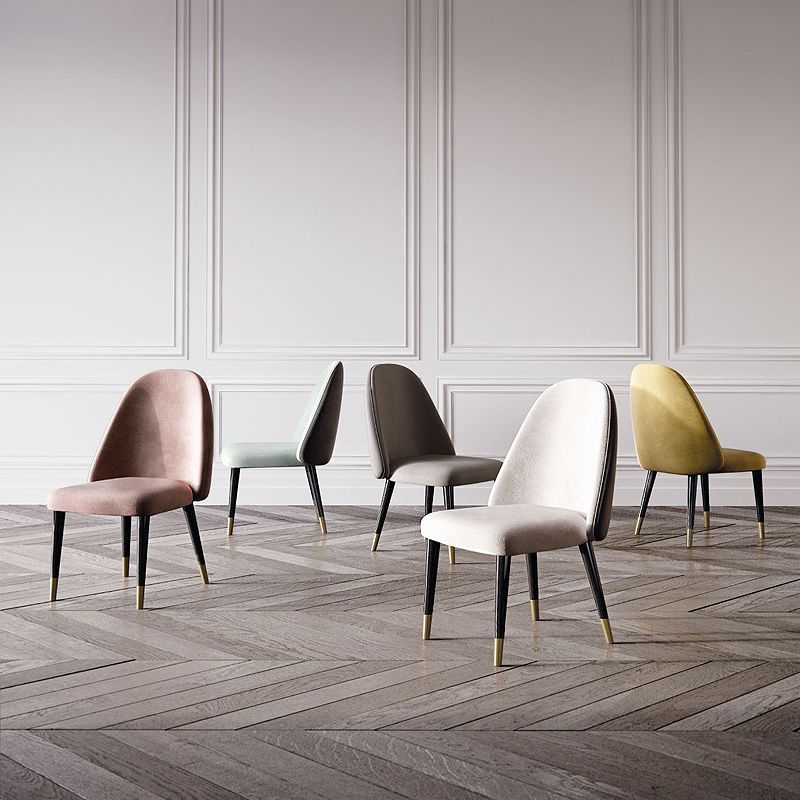 Nordic Glam Style Chair Dining Armless Chairs for Kitchen with Wooden Legs