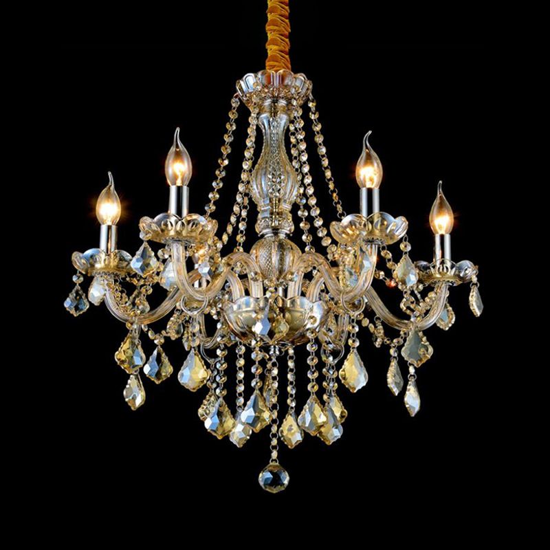 Traditional Unique Chandelier Lights Crystal Hanging Pendant Lights in Gold