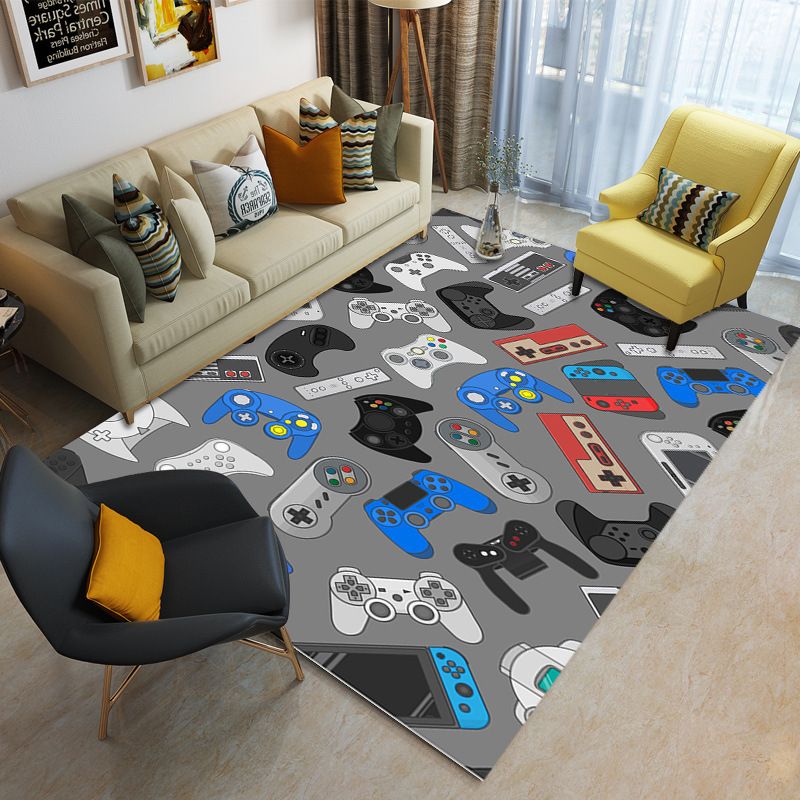 Blauw modern tapijt polyester grafisch tapijt niet-slip achterste tapijt voor salon