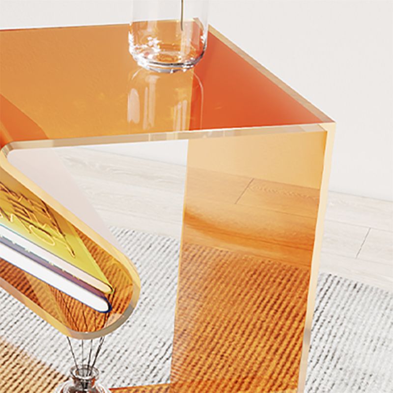 Modern Acrylic 22.04" Tall End Table Rectangular Sled Side Table