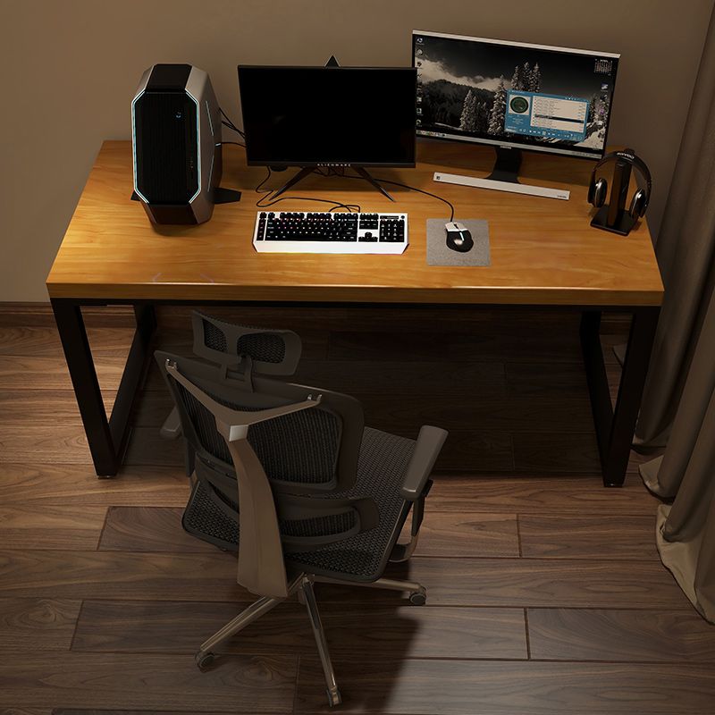 Solid Wood Rectangular Writing Desk Natural Industrial Gaming Desk for Home