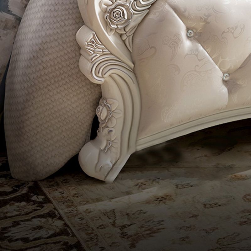 Faux Leather Panel Bed Victorian Standard Bed with Headboard and Footboard