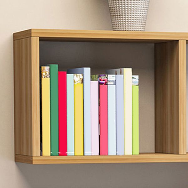 Floating Modern Bookcase Horizontal Matte Finish Wood Open Case for Living Room