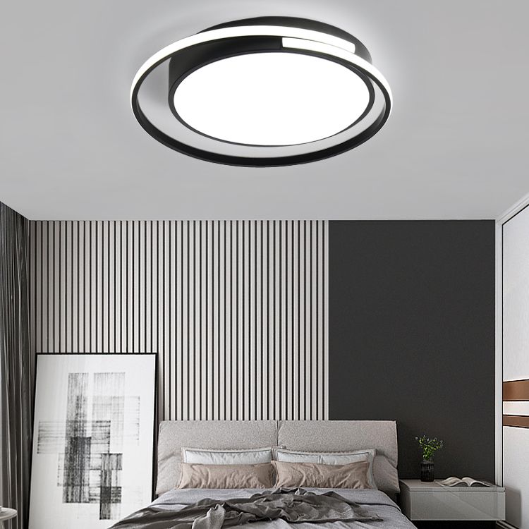 LED Modern Metal Flush Mount Geometric Shape Ceiling Light with PVC Shade for Living Room