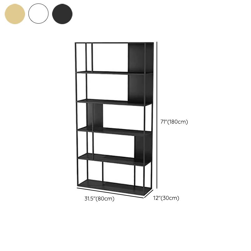 Contemporary Vertical Metal Bookshelf Open Back Bookcase with Shelves