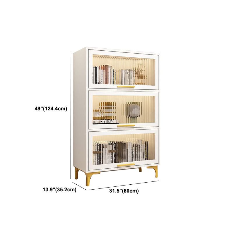 Modern Engineered Wood Bookcase White Standard Shelf with Door