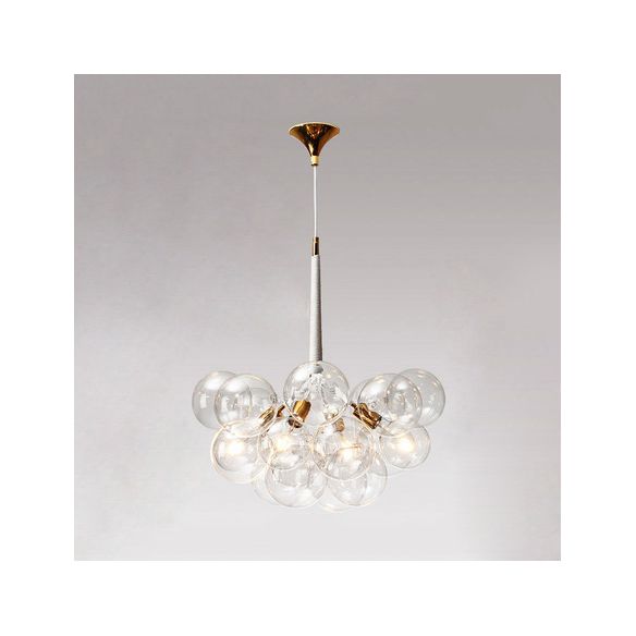 Globe Clear Glass Kronleuchter Beleuchtung zeitgenössischer 3/4/6 Lichter Schwarz/Weiß LED Hanging Deckenlampe