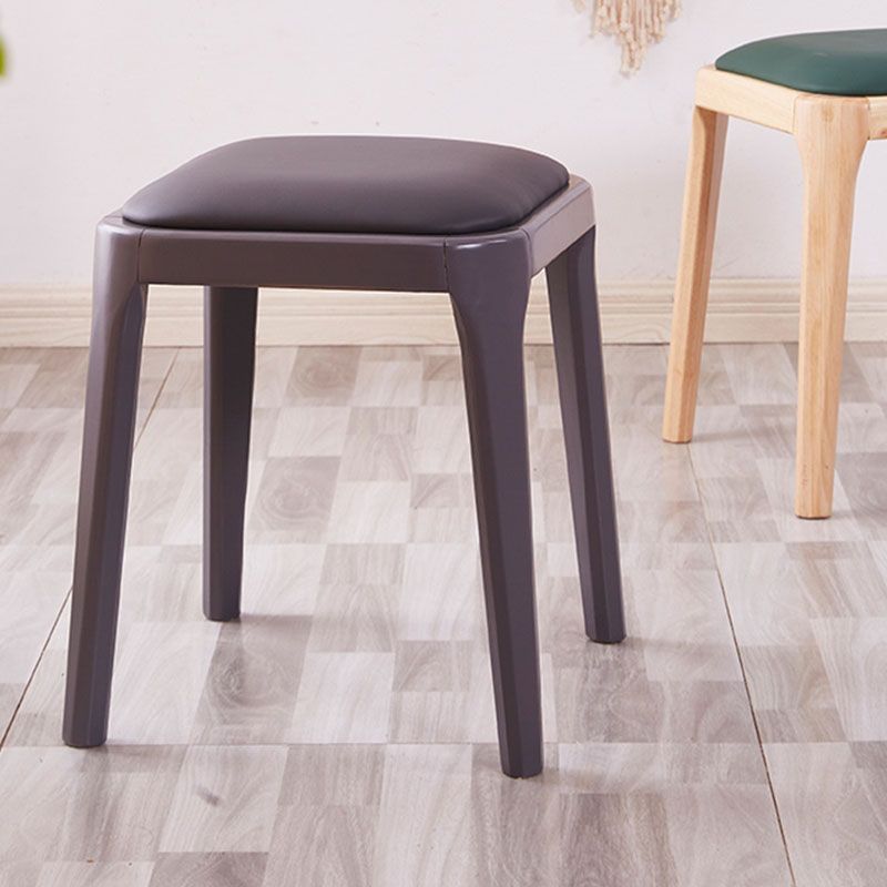 Glam Ottoman Faux Leather Stain Resistant Solid Color Square Ottoman with Legs