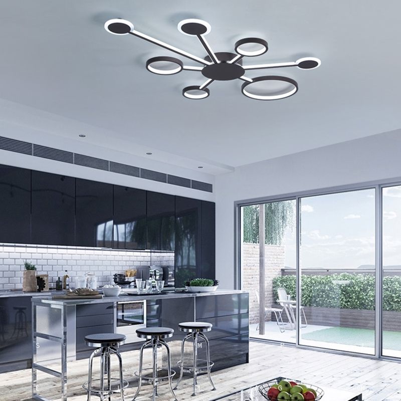 Acrílico Sputnik montaje empotrado modernista 4/5/6 luces café LED montaje empotrado lámpara en luz blanca/cálida