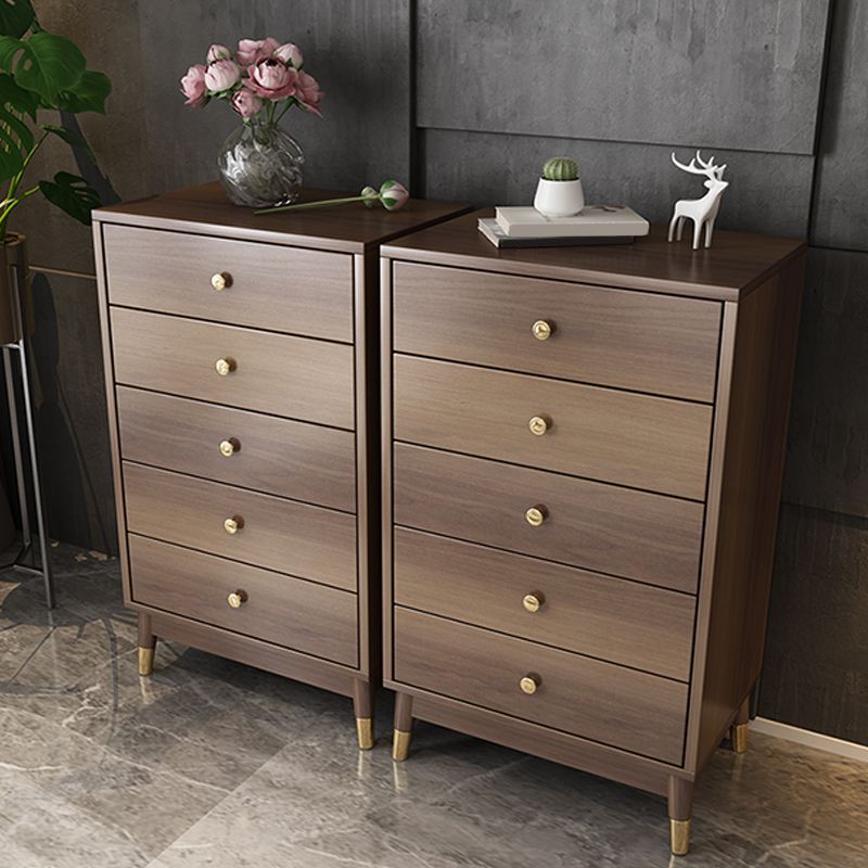 Glam Wooden Vertical Storage Chest Bedroom Chest with Drawers