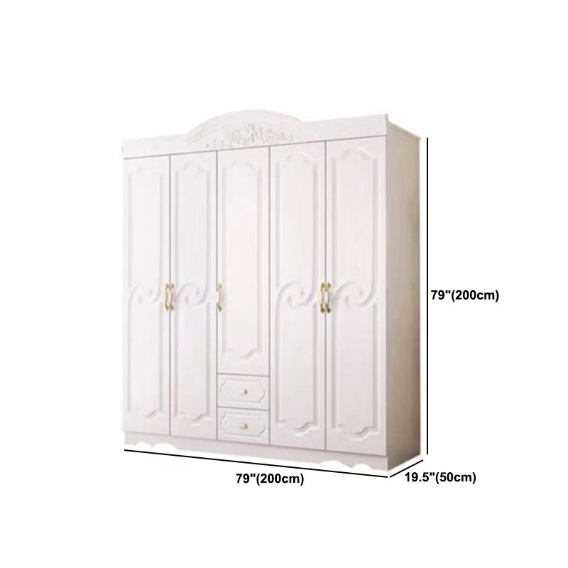 White Colour Wooden Wardrobe 2-Drawer Soft Close Door Wardrobe Closet