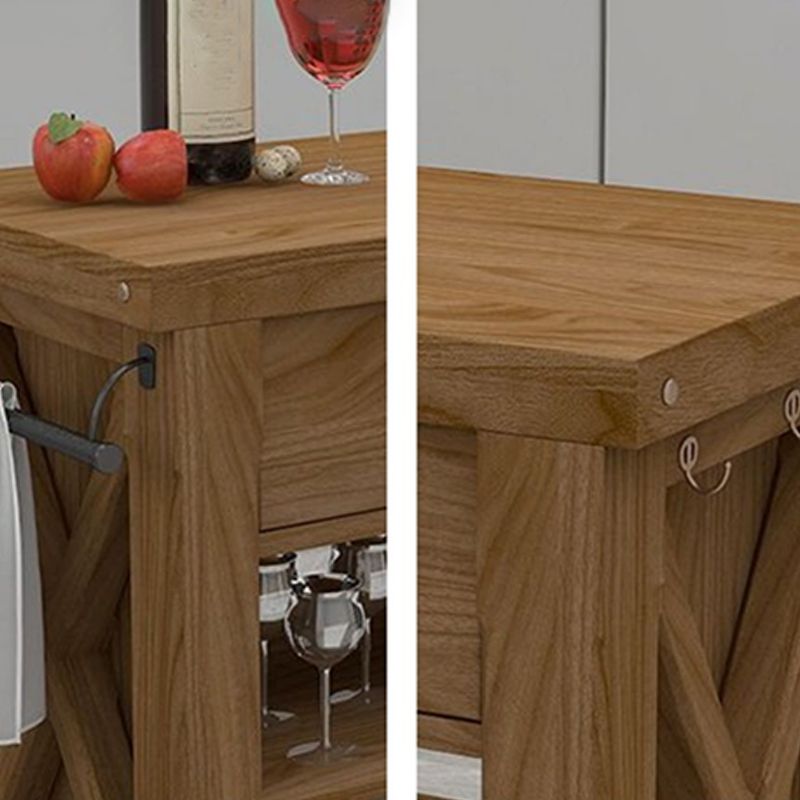 31.49" High Rolling Modern Kitchen Trolley Wooden Kitchen Trolley for Dining Room