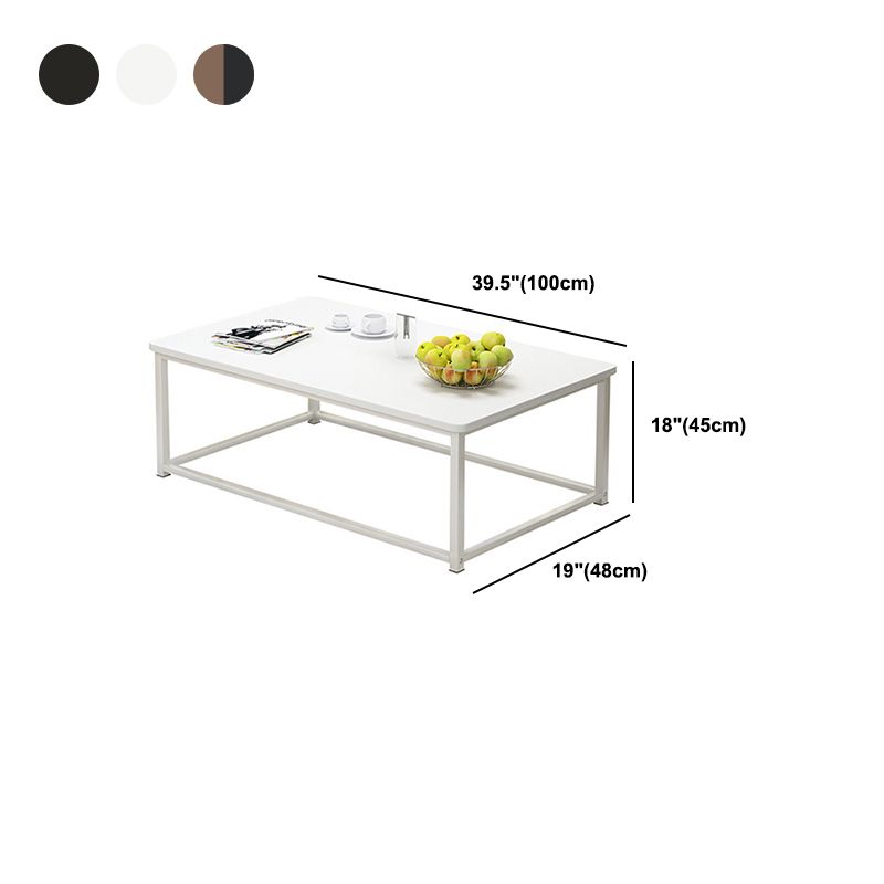 Modern Style Rectangular Wooden Table with Metal Frame Base Coffee Table
