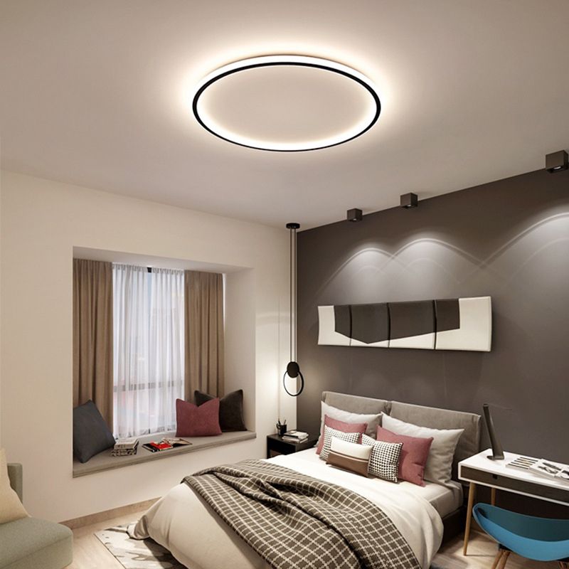 Plafonnier LED de simplicité moderne, montage circulaire en aluminium avec abat-jour en silicone