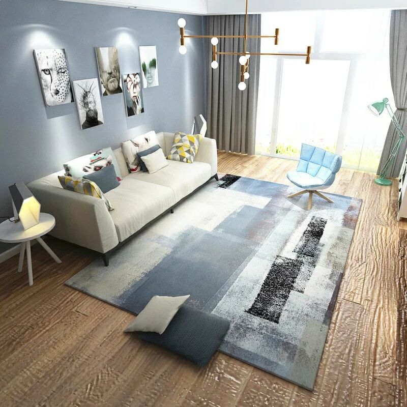 Fashion Multi Color Geometric Rug Synthetics Nordic Area Carpet Pet Friendly Non-Slip Backing Machine Washable Rug for Lounge