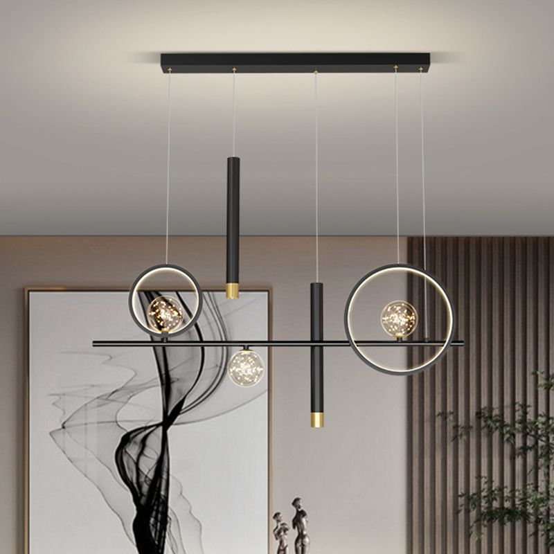 Modern Minimalist Minimalist Linear Isola Luci Luci in metallo Pla lampadario per soggiorno