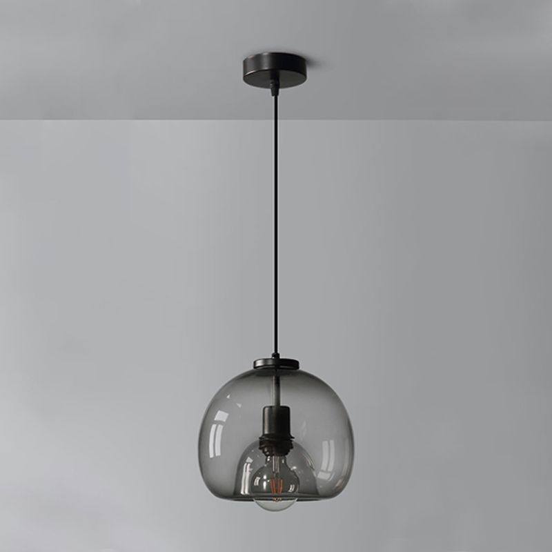 Modern Iron Pendant Light Globe Glass Hanging Lamp for Dining Room