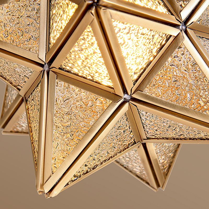 Glass Gold Ceiling Mounted Light Star Shape Vintage Style Ceiling Flush Mount