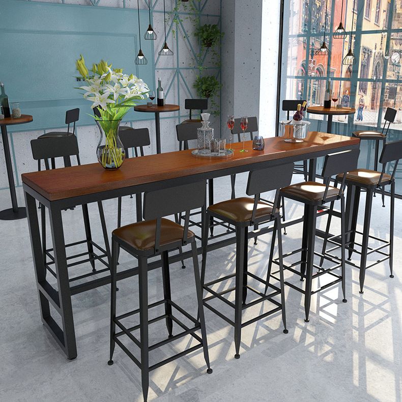 Industrial 1/5/9 Pieces Bar Table Set Rectangle Pine Wood Counter Table with Stools