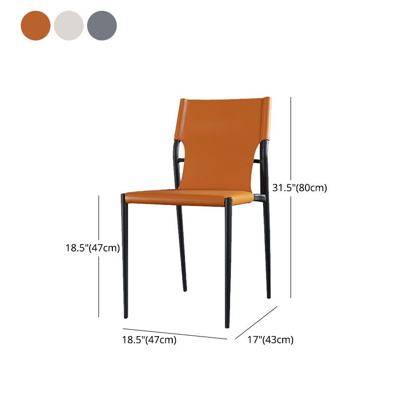 Industrial Design Leather Dining Side Armless Chairs Solid Back Chair
