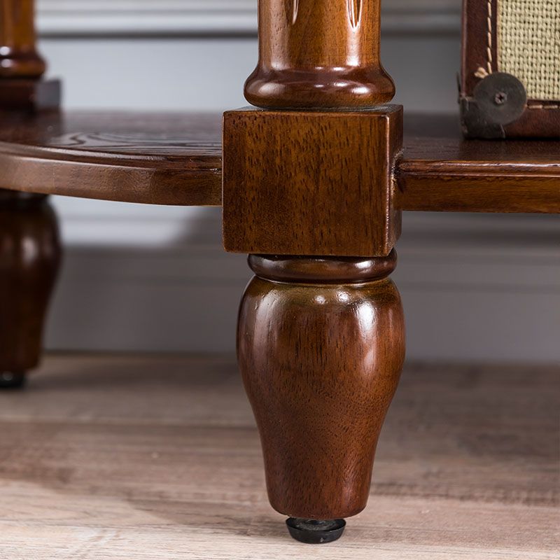 Mid-Century Modern Half Moon Console Sofa Table Rubber Wood End Table for Hall