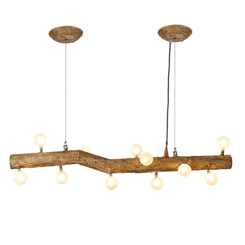 Modern Globe Island Light Fixture Glass Island Ceiling Light in Brown Finish