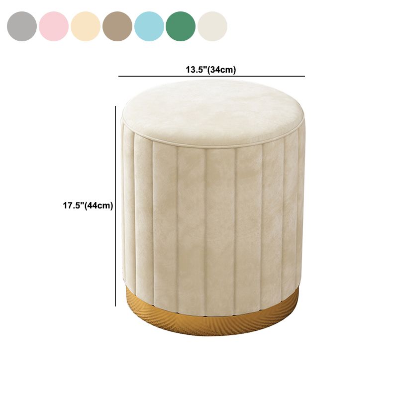Velvet Ottoman Whole Colored Cylinder Shape Contemporary Scratch Resistant Pouf