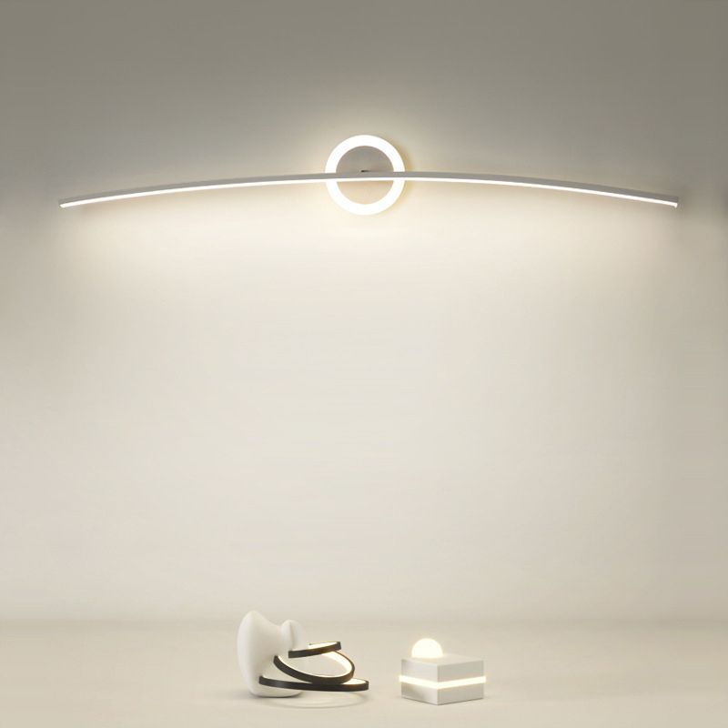 Single Modernism Style White Linear Statement LED Bathroom Vanity Light