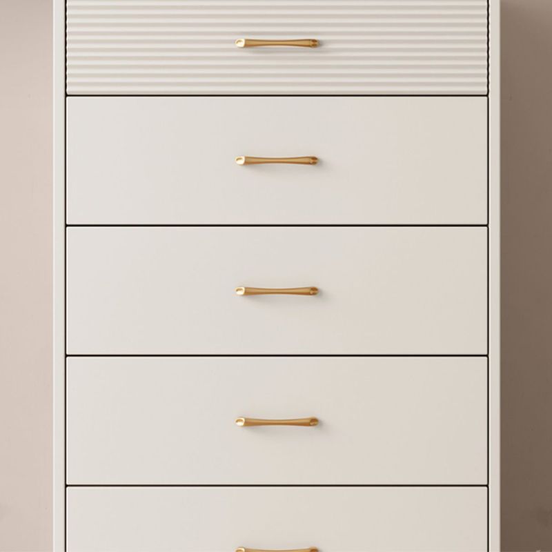 Contemporary Bar Pulls Accent Chest Straight Legs White Accent Chest with Drawer